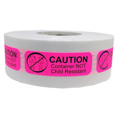 Label: Caution Container Not Child Resistant
